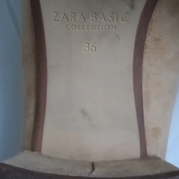 Zara Two-tone Microsued Block Heel Shoes In Tan and Black - Picture 8 of 10